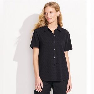 Lands’ End Knit Eyelet Tunic Button Down Top